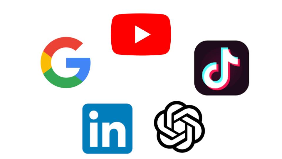 Les 5 plateformes du concours : Google, YouTube, LinkedIn, TikTok et 
ChatGPT